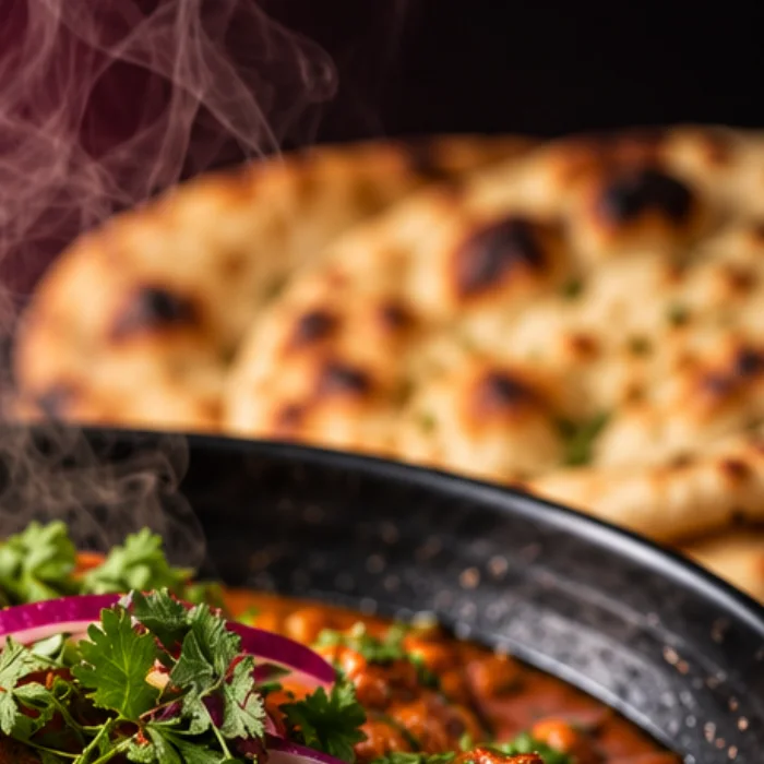 Freshly baked naan bread