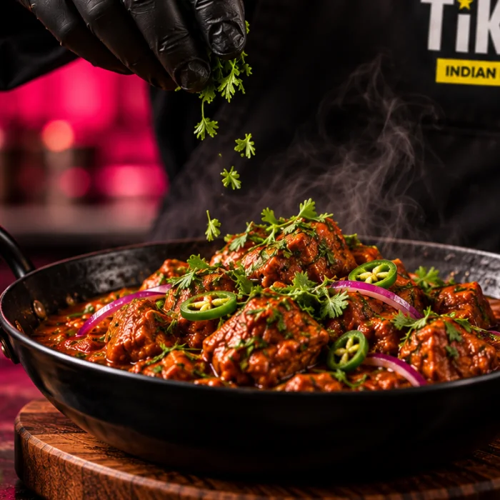 Karahi finished with red onion and chilli